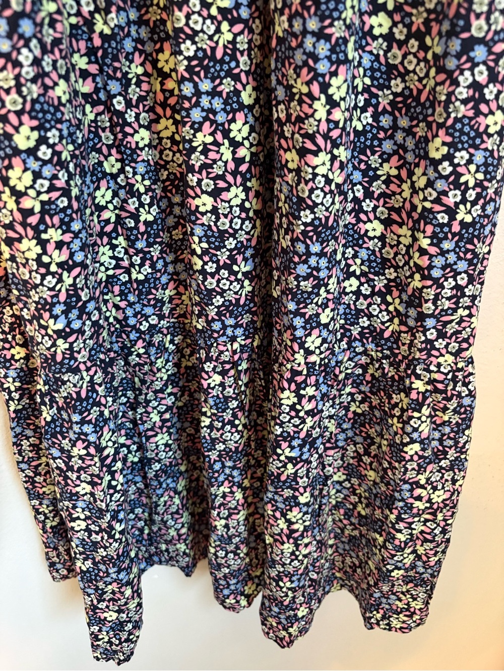 GAP Navy Floral Smocked Midi Dress with Puff Sleeves Cottagecore EUC Size S - Picture 8 of 14